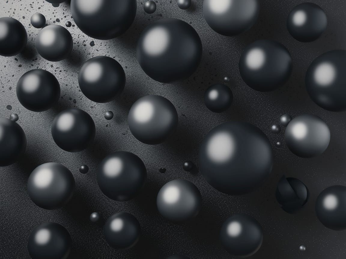Dark Gray Metallic Spheres in Industrial Futuristic Style