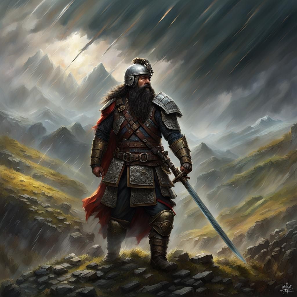 Dwarf Commander on Muddy Hill: Fantasy Concept Art