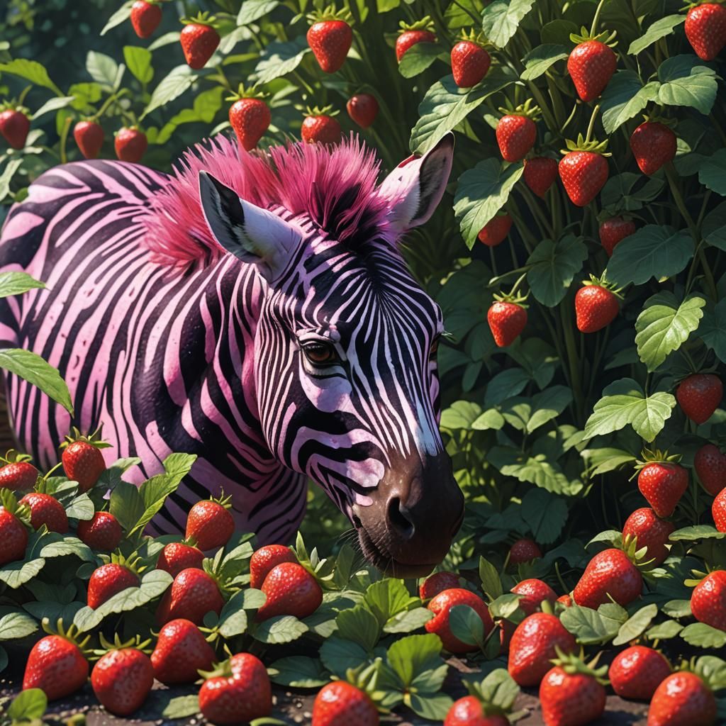 Pink Zebra Feast in a Magical Garden