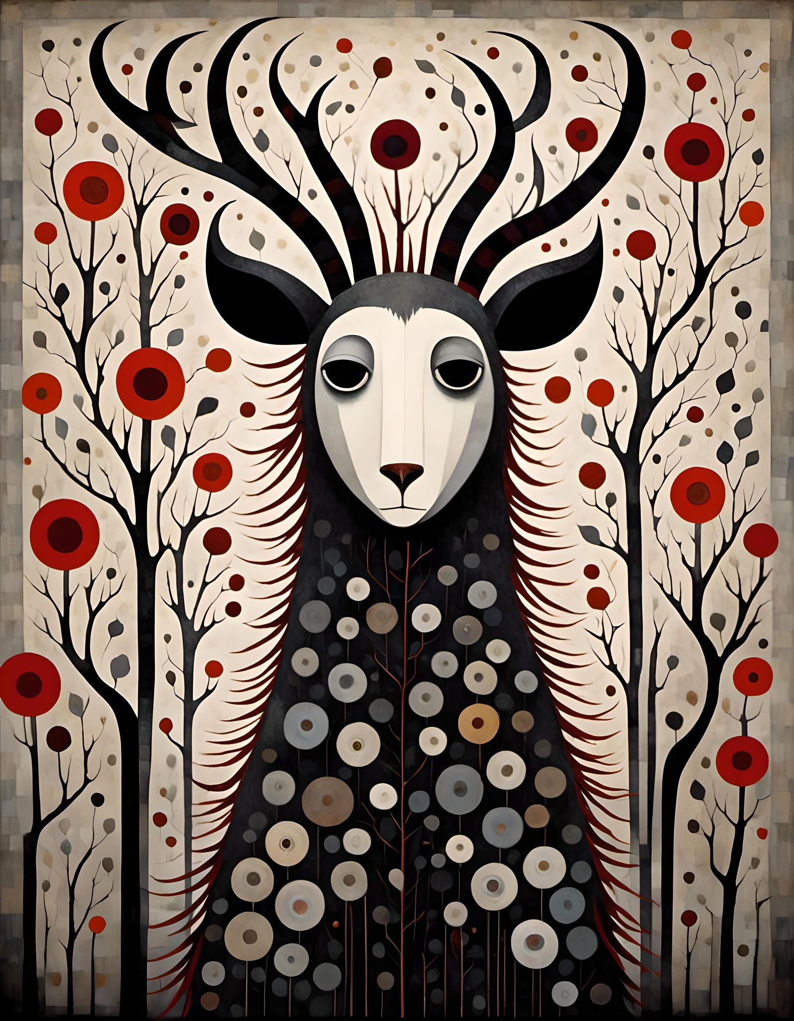 Gothic Deer in Dark Whimsical Forest
