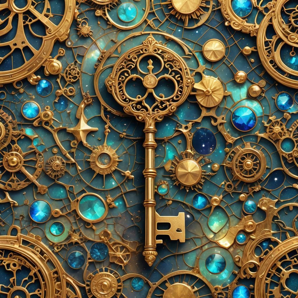 Antique Gold Key in Visionary Style