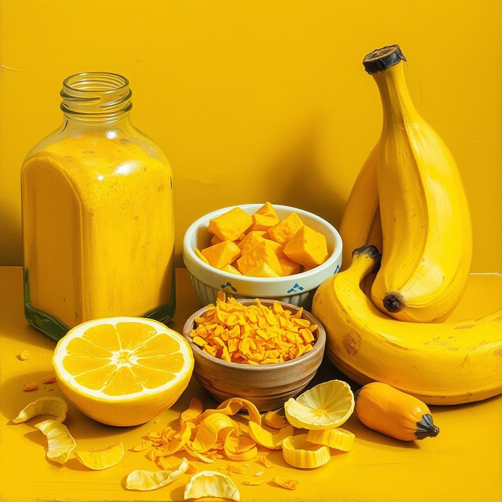 Vibrant Still Life of Yellow Ingredients: Abstract Impressio...