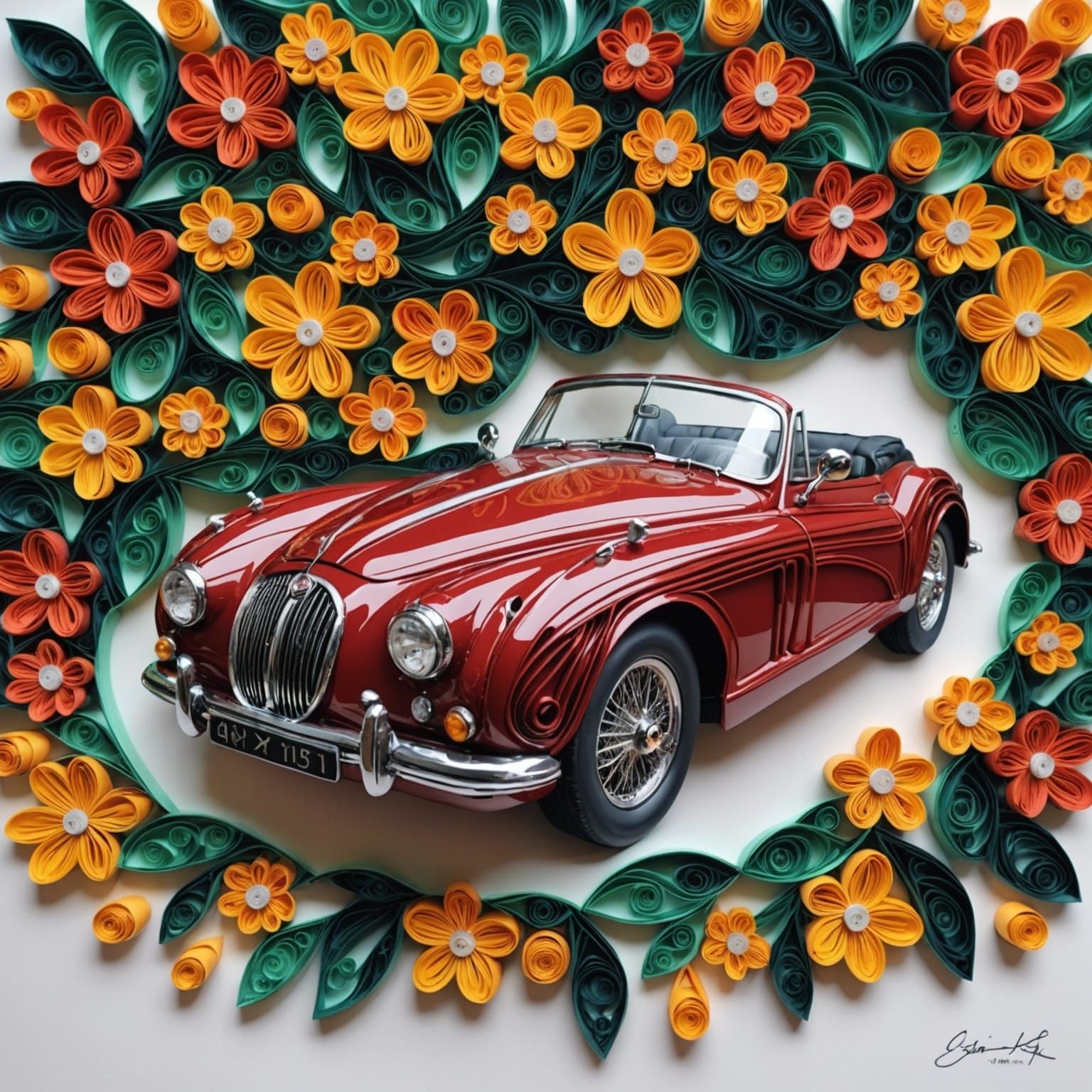 Quilling Collage Art: Jaguar XK140 Otis