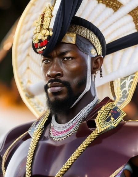Hyperrealistic Portrait of Changamire Dombo as African Emper...