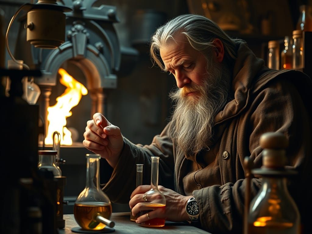 17th Century Alchemist in Chiaroscuro Style