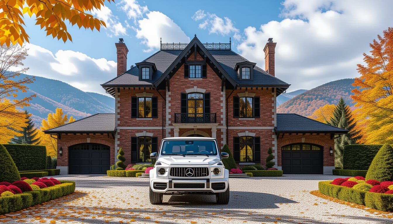 Victorian Chateau with Mercedes AMG G 63 in Autumn