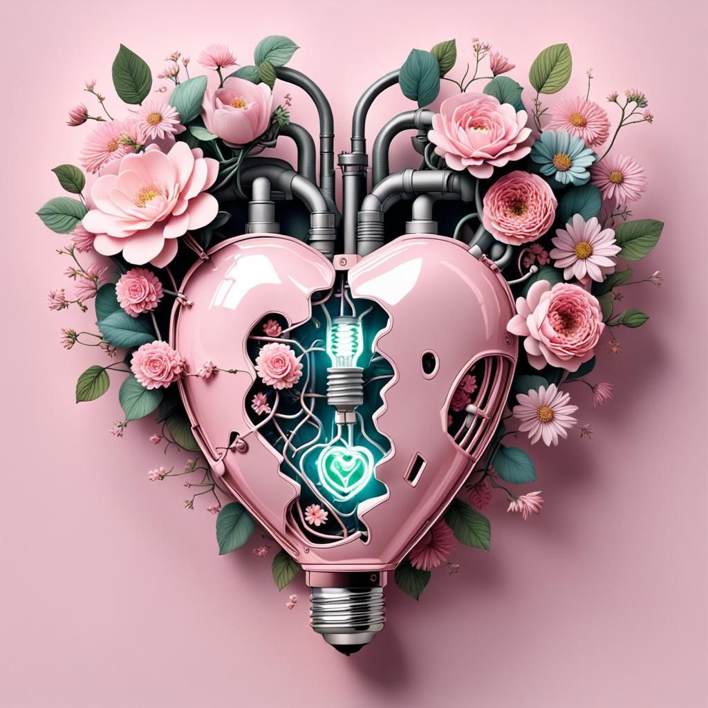 Frankenstein's Floral Heart: A Watercolor Fantasy