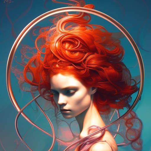 Wire Hair Girl: Hyper-Detailed Art Nouveau Style