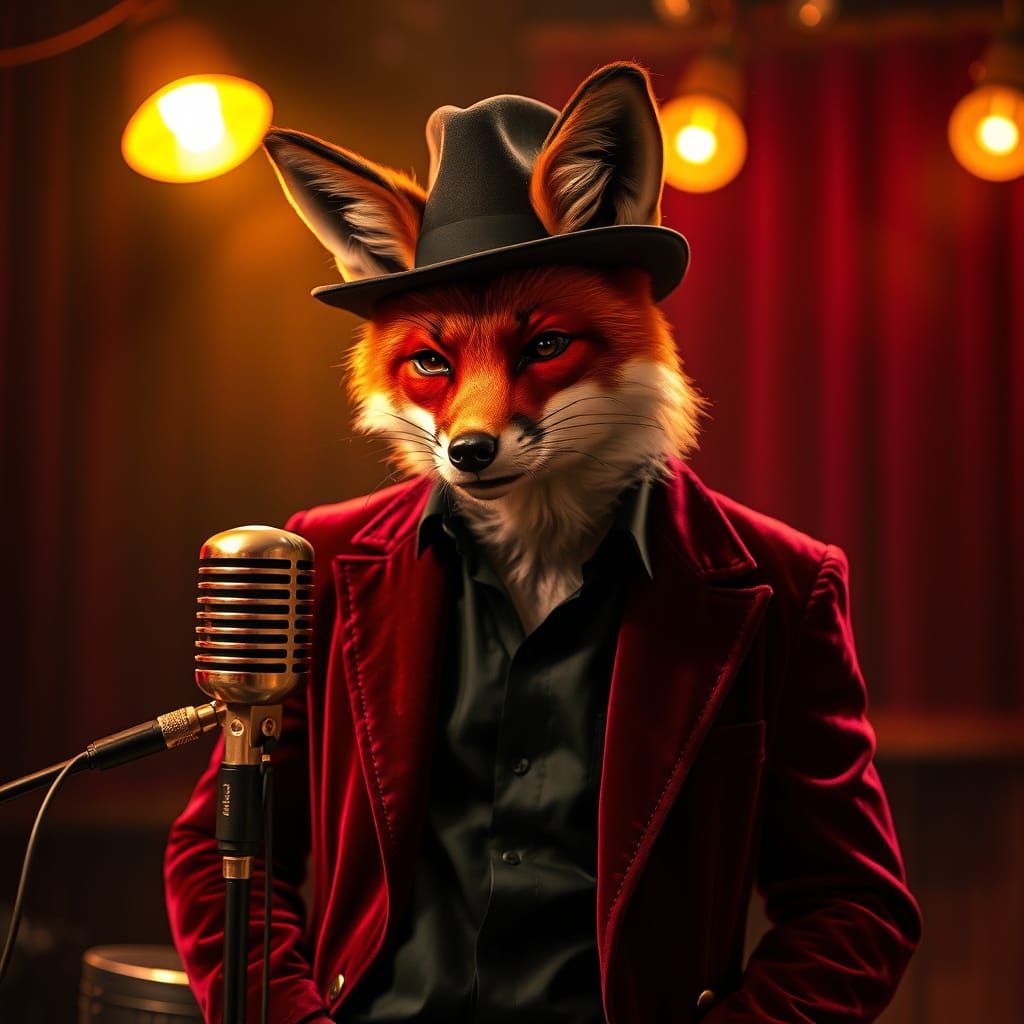 Red Fox Jazz Club Portrait in Noir Style