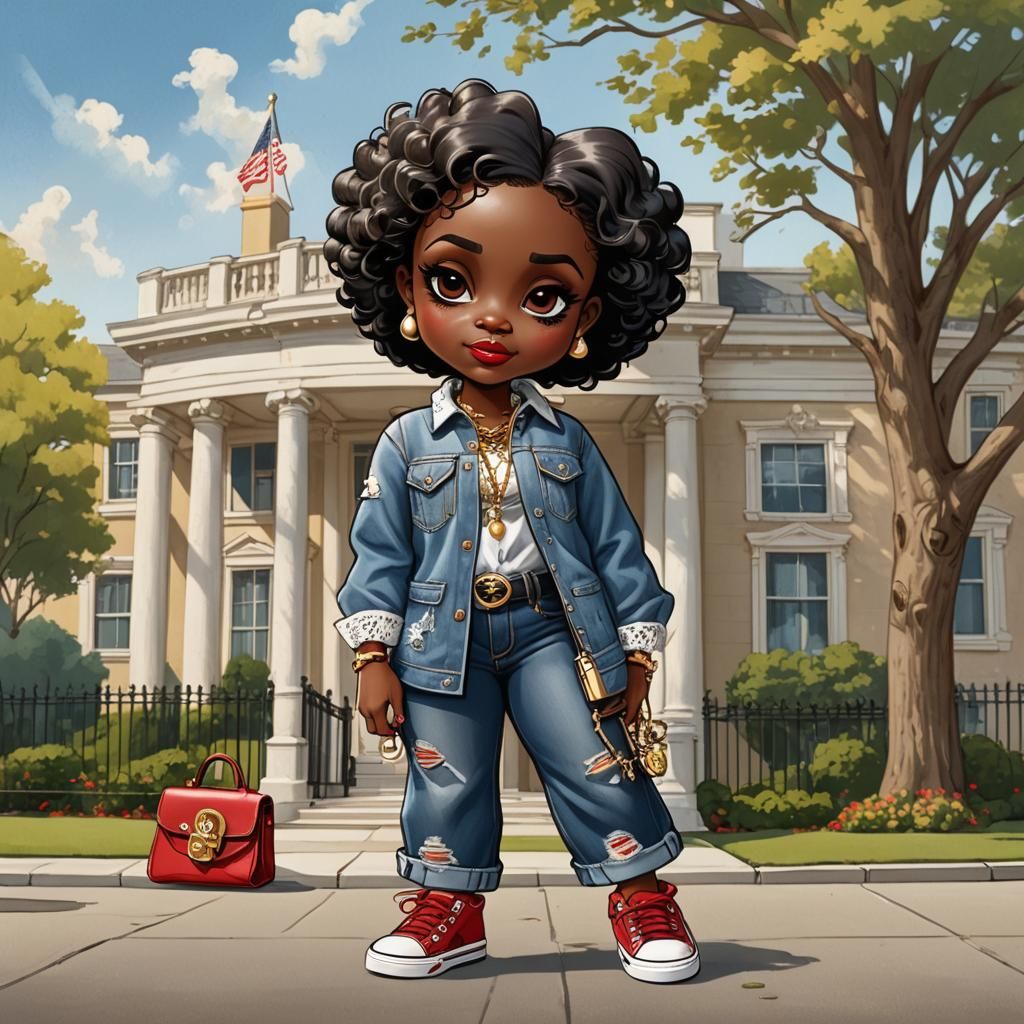 Nubian Betty Boop in 90s Anime Style