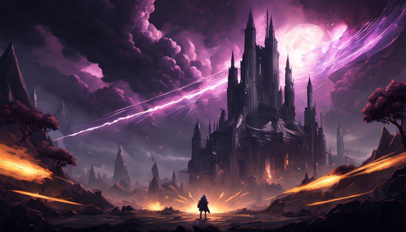 Epic Magic Missiles Ascend in Dark Fantasy Style