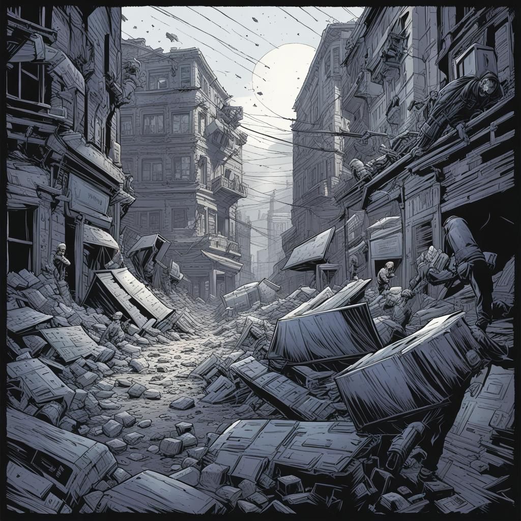 Setting Up a Barricade in Comic Book Style