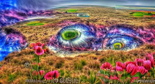 Psychedelic Eye Over Beautiful Cosmos Landscape in HDR
