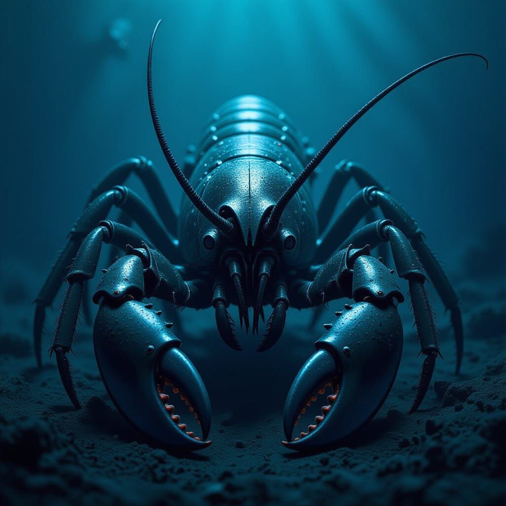 Armored Lobster in Biomechanical Gothic Style