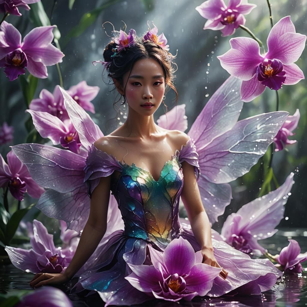 Dragon Fairy on Orchid Petal: Macro Photography
