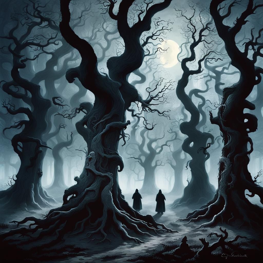 Twisted Groves of Forgotten Magic: Eerie Dark Fantasy Landsc...