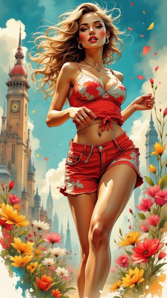 Graffiti Logo "KICK OFF" on Poster of Football Player