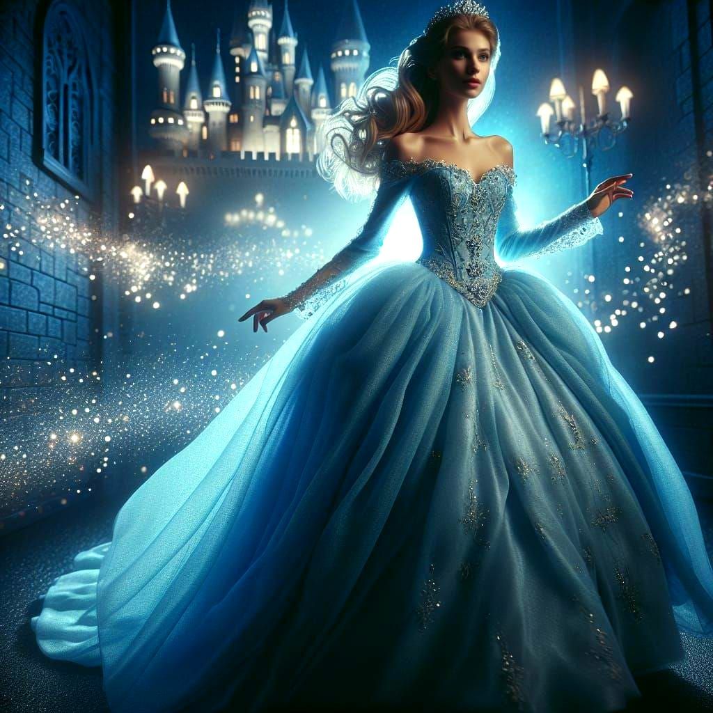 Princess Running Through a Mystical Castle at Night