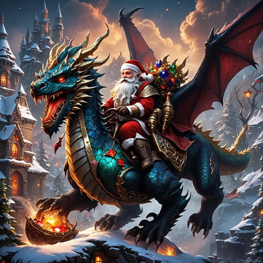 Santa Claus Rides a Jeweled Dragon, D&D Style