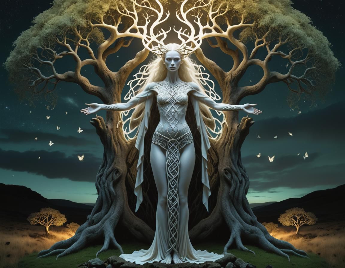 Celtic Goddess Invocation in Magical Forest