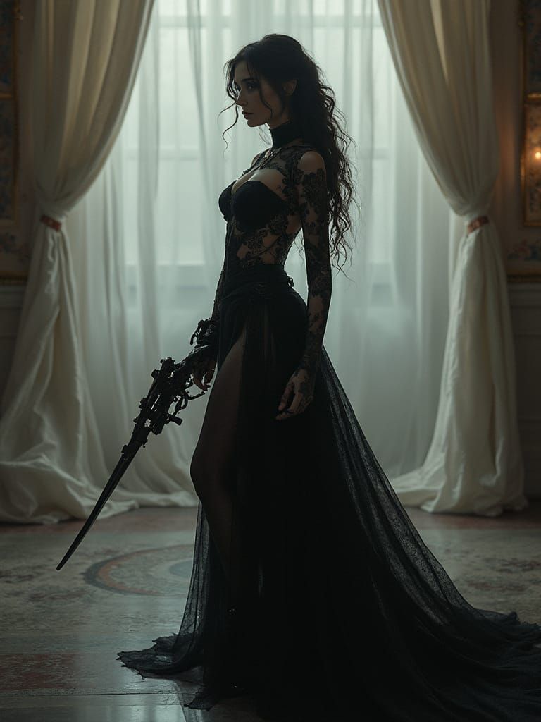 Steampunk Robot Assassin in Elegant, Menacing Pose