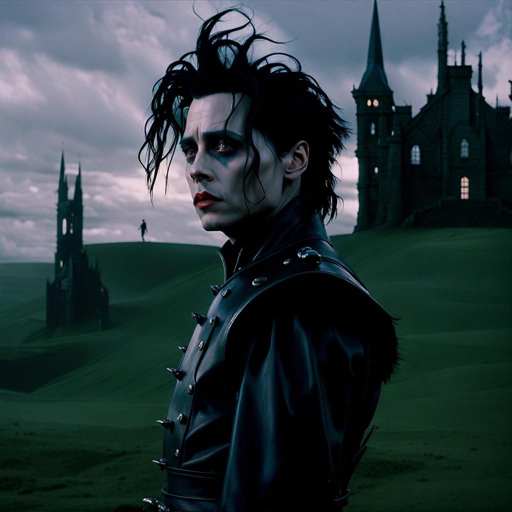 Johnny Depp as Edward Scissorhands: Hyperrealistic Portrait