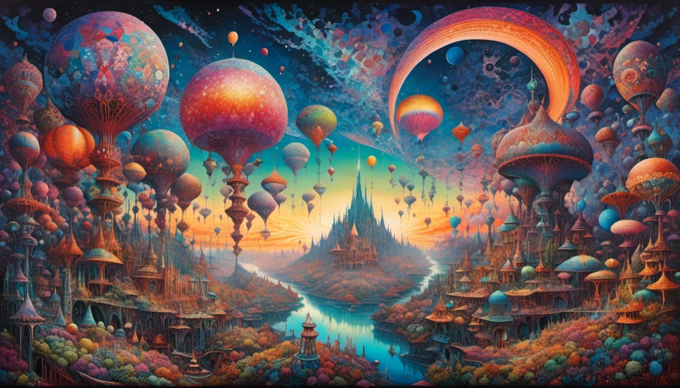 Psychedelic Orchidivark in Abstract Illusionism Style