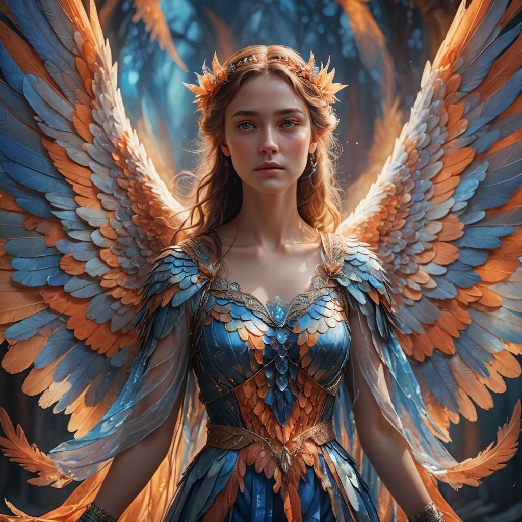 Angelic Maiden with Iridescent Wings in Fantasy Portrait