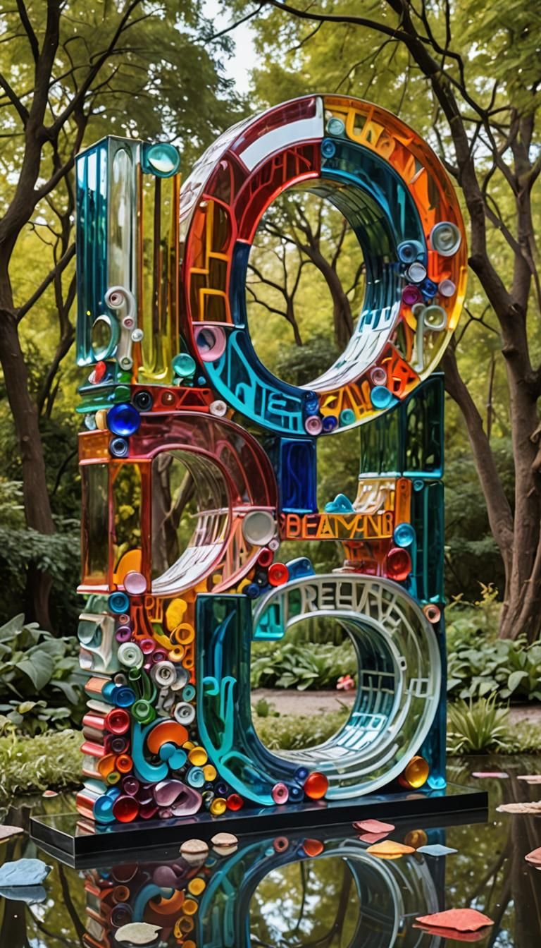 Surreal Glass Dream Word Sculpture in Word Landscape