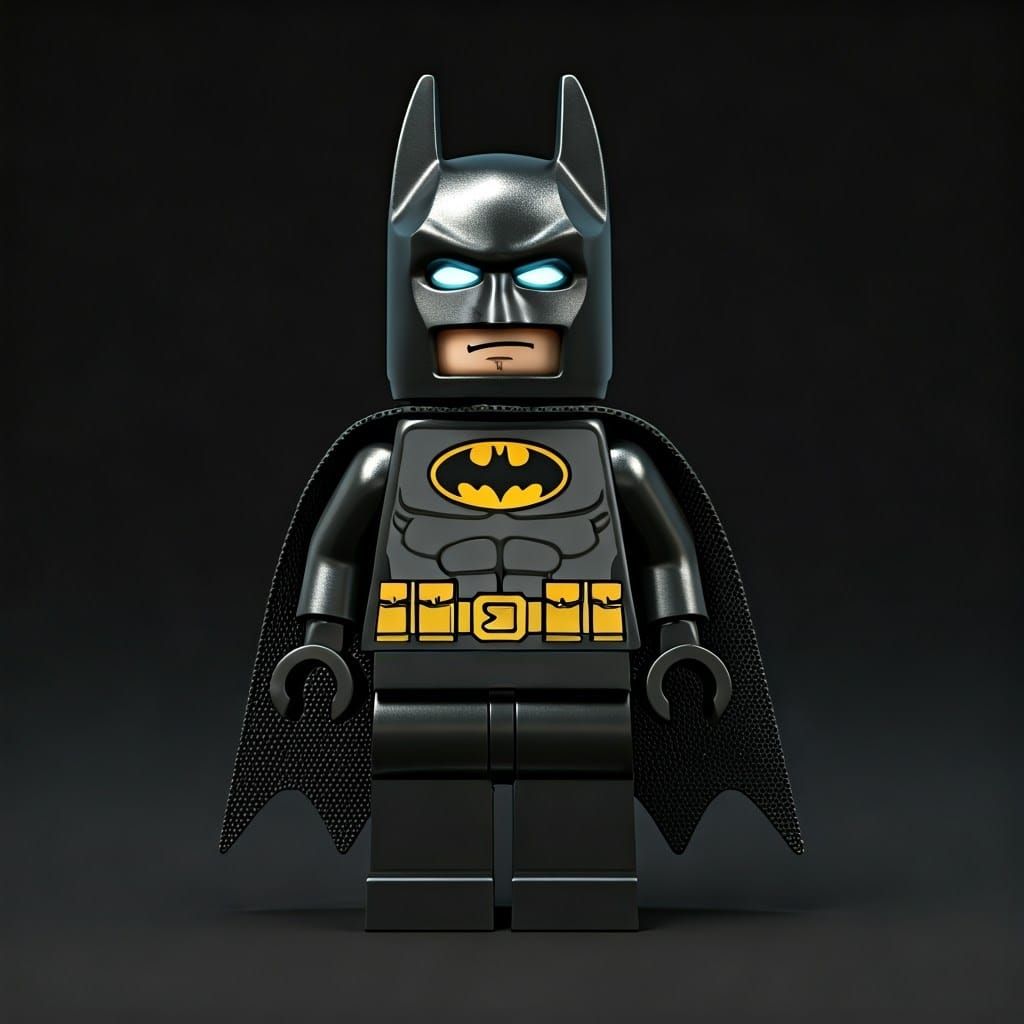 Lego Batman Figure in Iconic Blocky Style