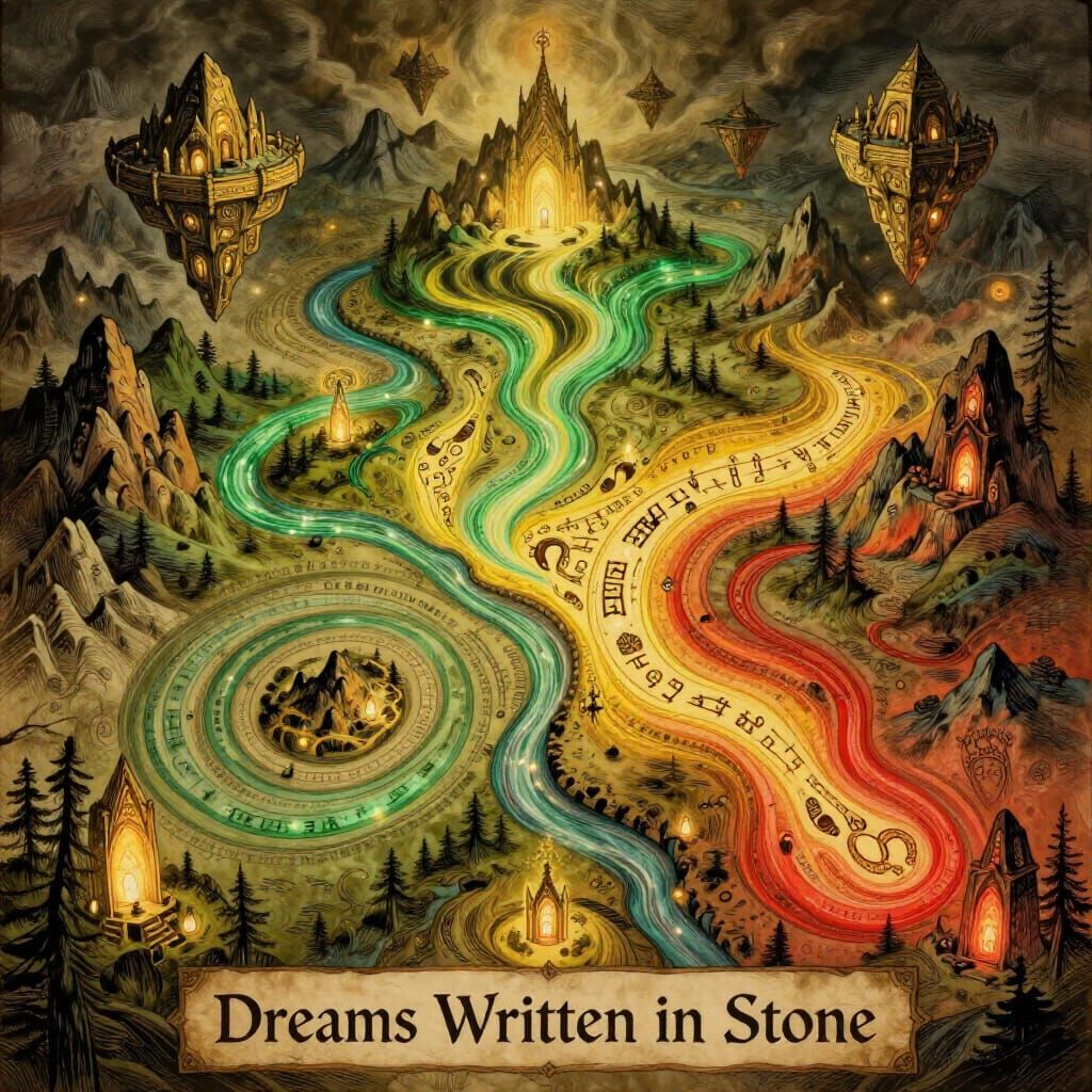 Mystical Fantasy Map of Atheria in Luminous Ink