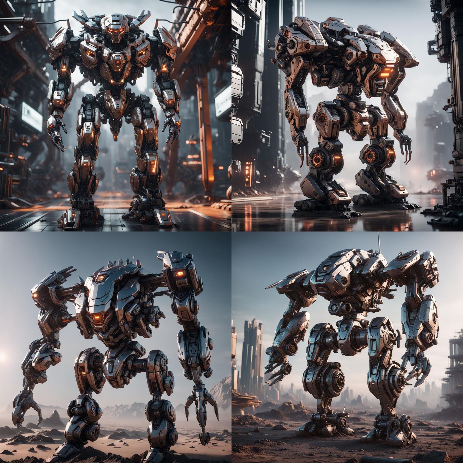 Intricate Sci-Fi Mech Ground Level Shot