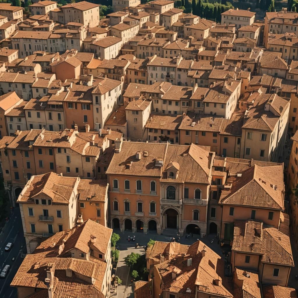 Italian Renaissance Cityscape in Golden Light