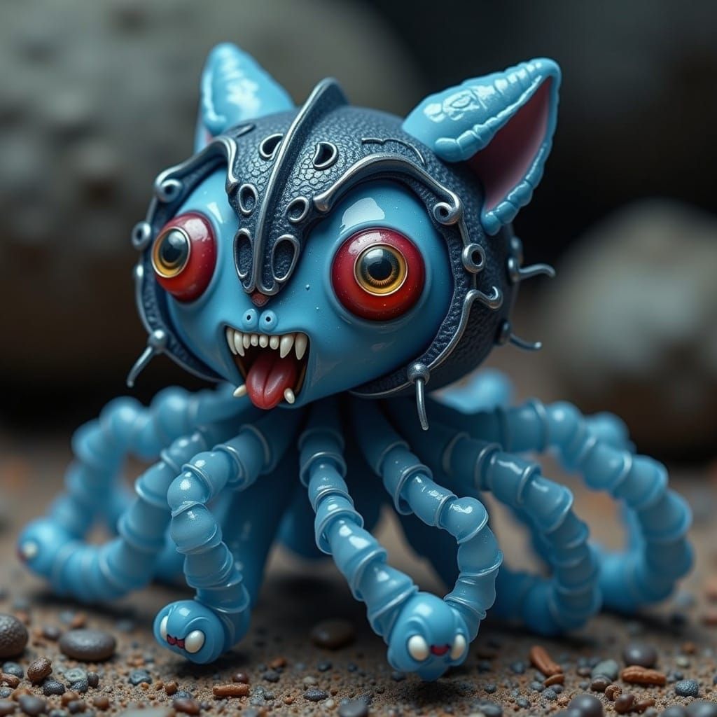 Surreal Kitten-Cyborg in Junji Ito Style