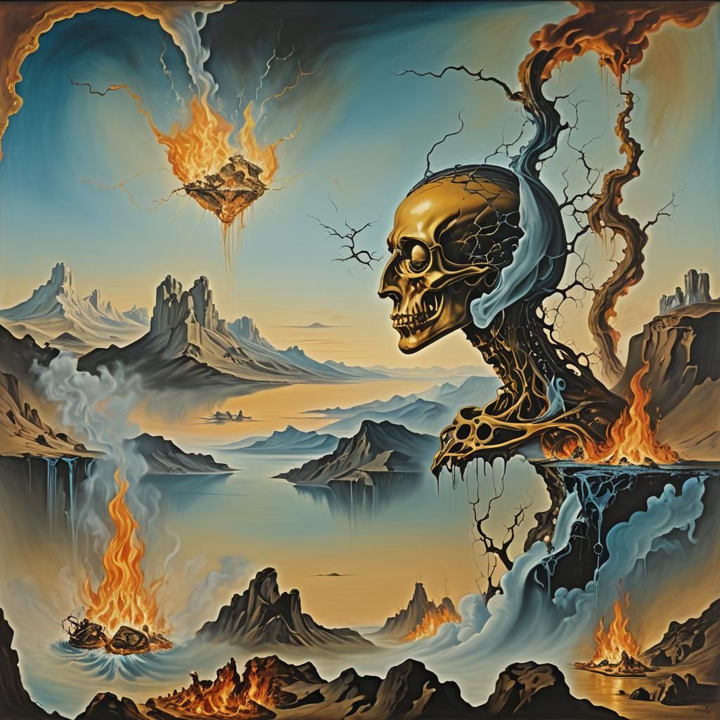 Surreal Repentance: A Melting Canvas in Dali Style