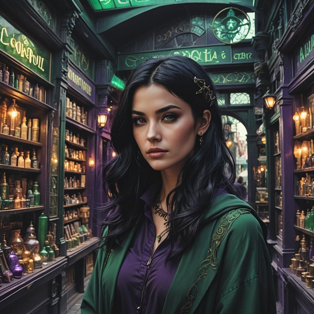 Occult Shop Portrait in Digital Matte Painting Style