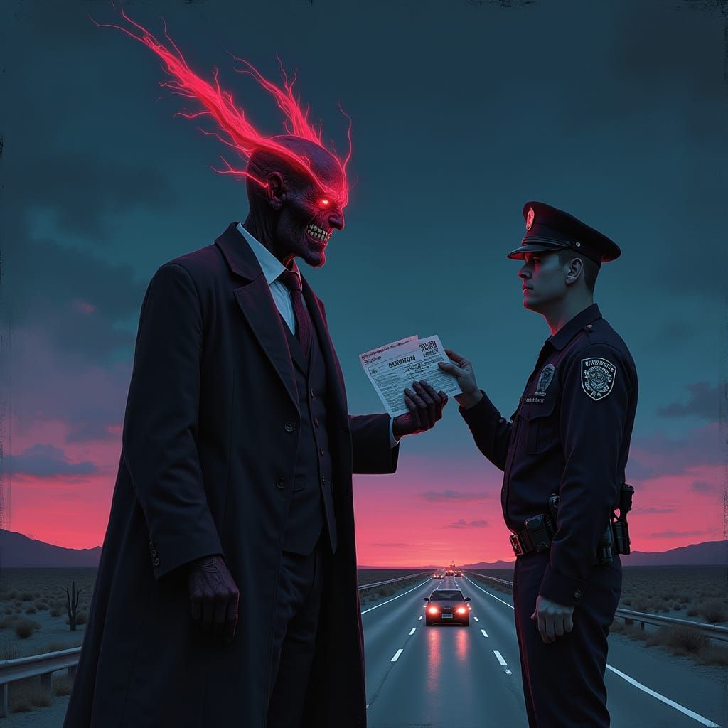 Satan Confronted by Authority in Dark, Gothic Style