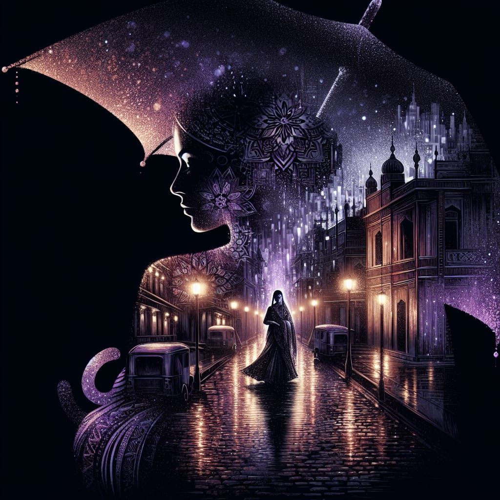 South Asian Woman in Double Exposure Digital Art