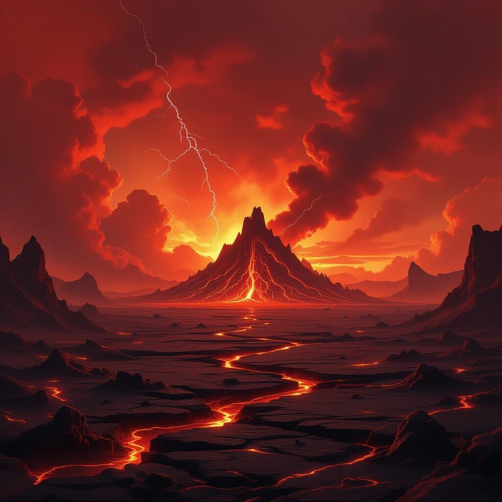 Volcanic Wasteland with Crystalline Formation