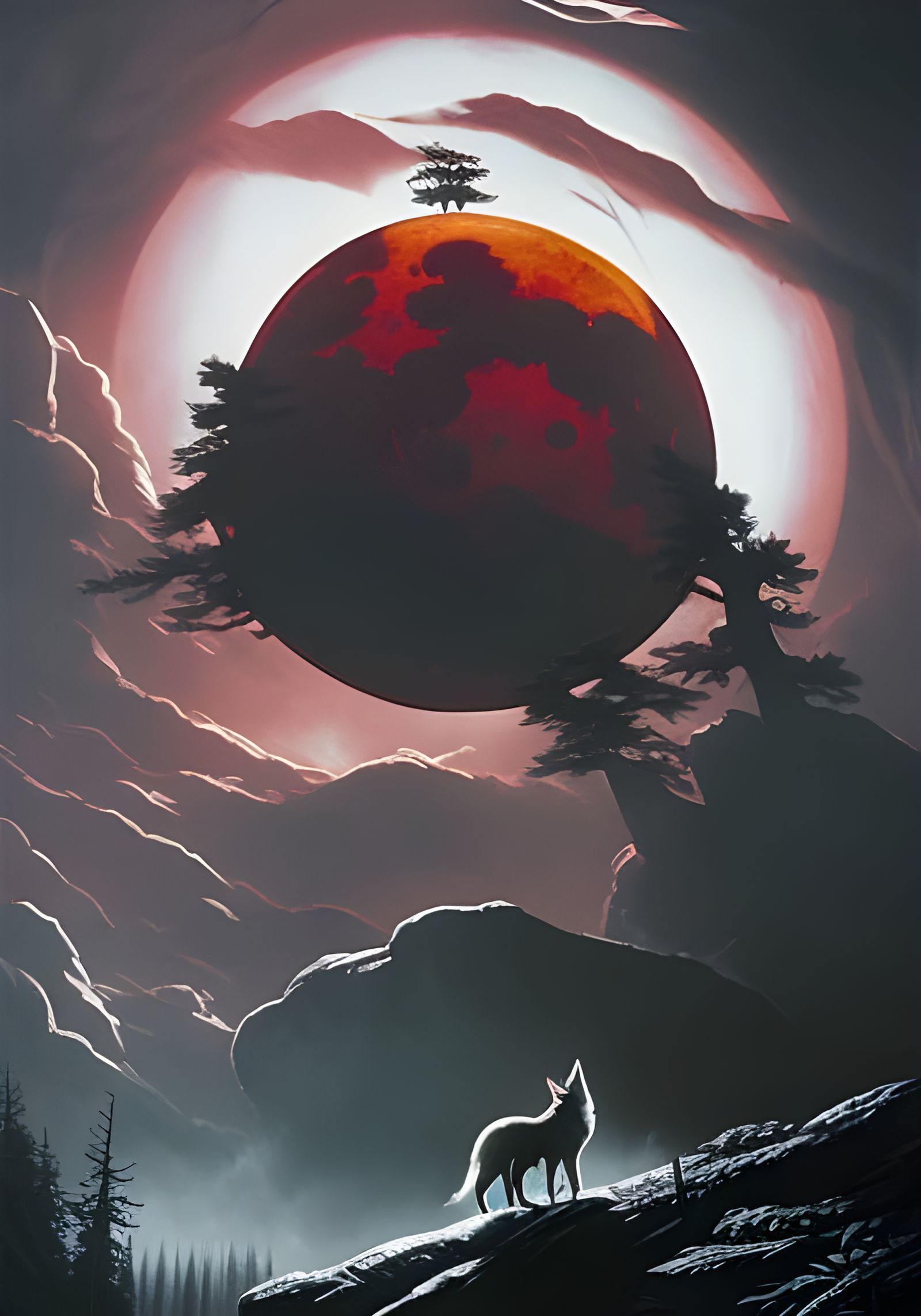 ❤🌓🖤Wolf & Red Moon🖤🌖❤