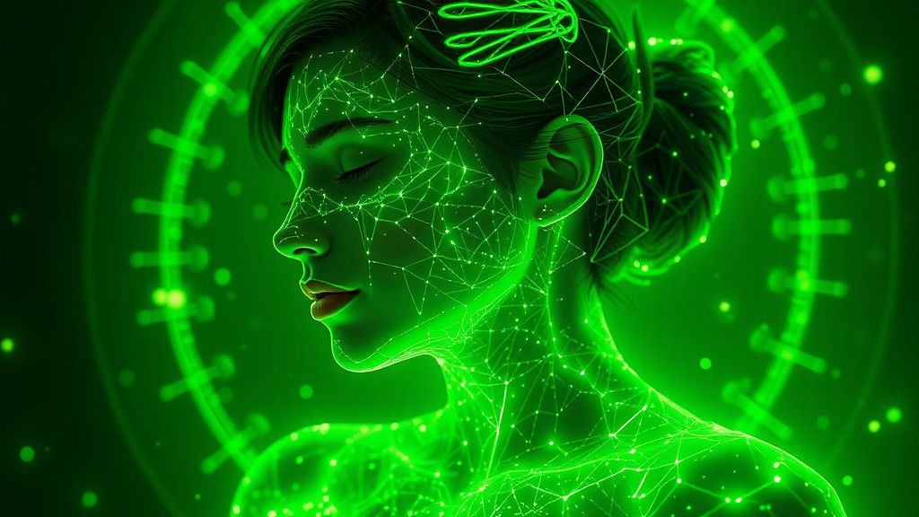 Neon Green Vitruvian Transgender in Pointillism