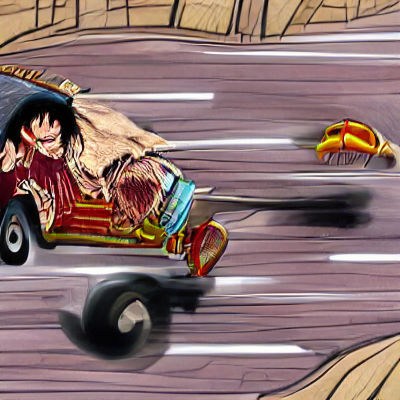 Cartoon Pirate Go-Kart Chaos in Manga Style