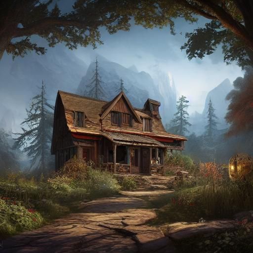 Fantastical Wood House in Detailed Matte Painting