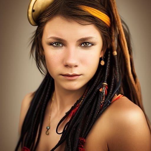 Striking Close-Up Portrait of a Female Pirate