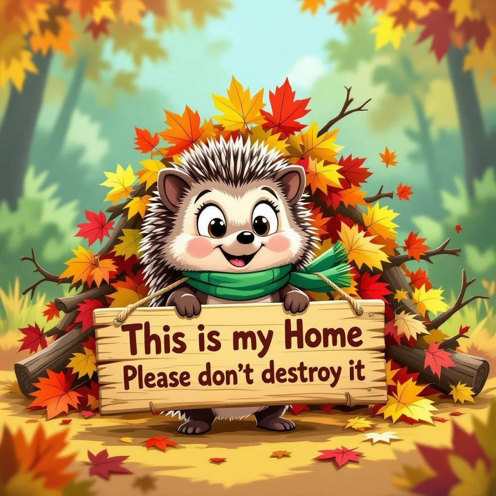 Cute Hedgehog Plea in Vibrant Cartoon Style