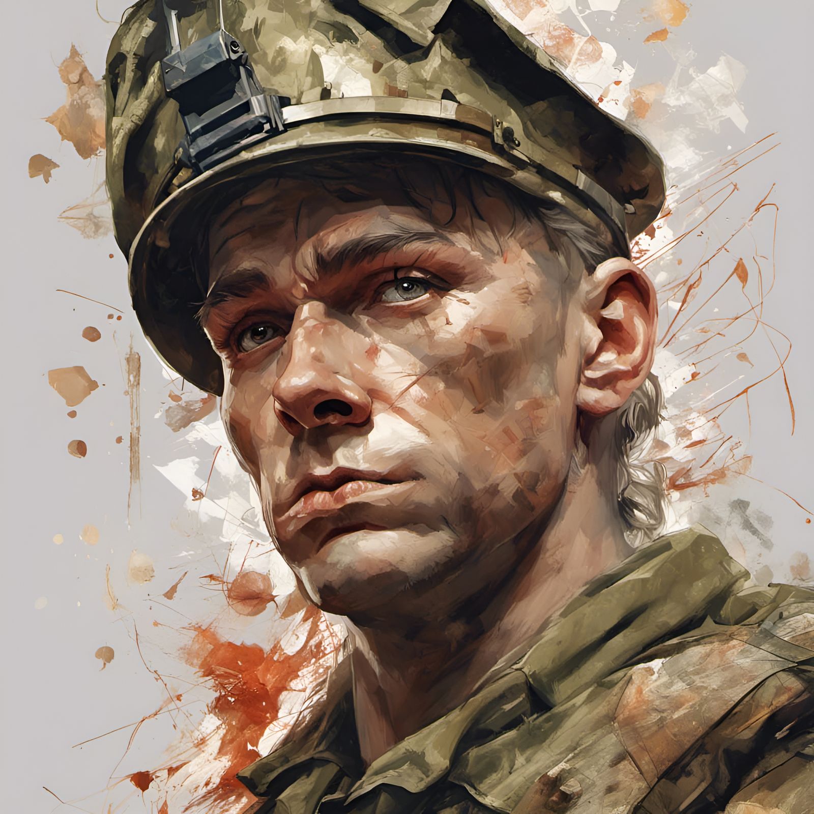 Soldier Comedian Portrait in Digital Illustration Style