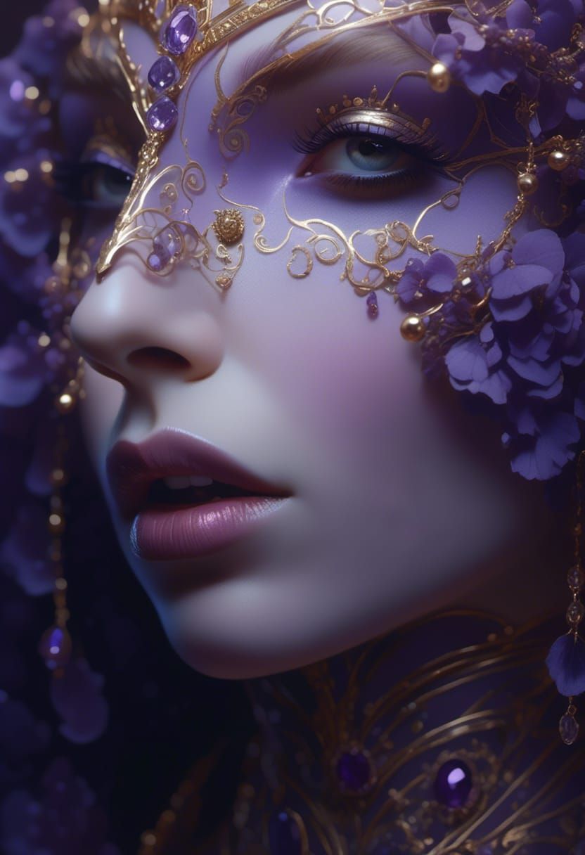 Persephone, Queen of Hades: Hyperrealistic Portrait with Dra...