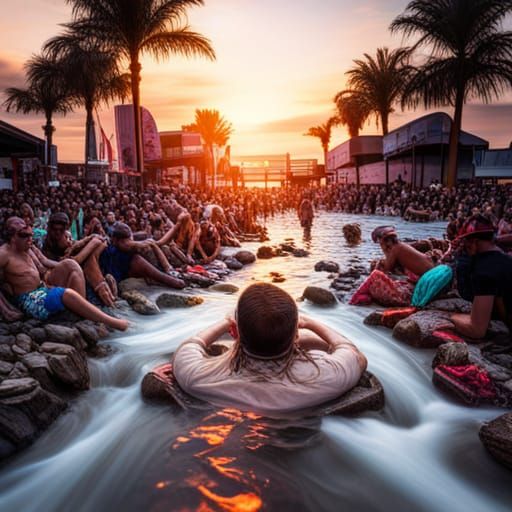 Hyperrealistic Toxic Beach Party in HDR