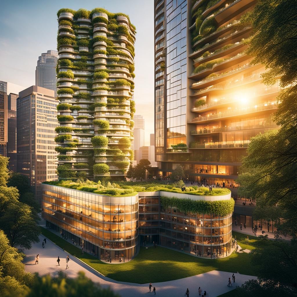 Futuristic Green Building in Metropolis: Urban Photography