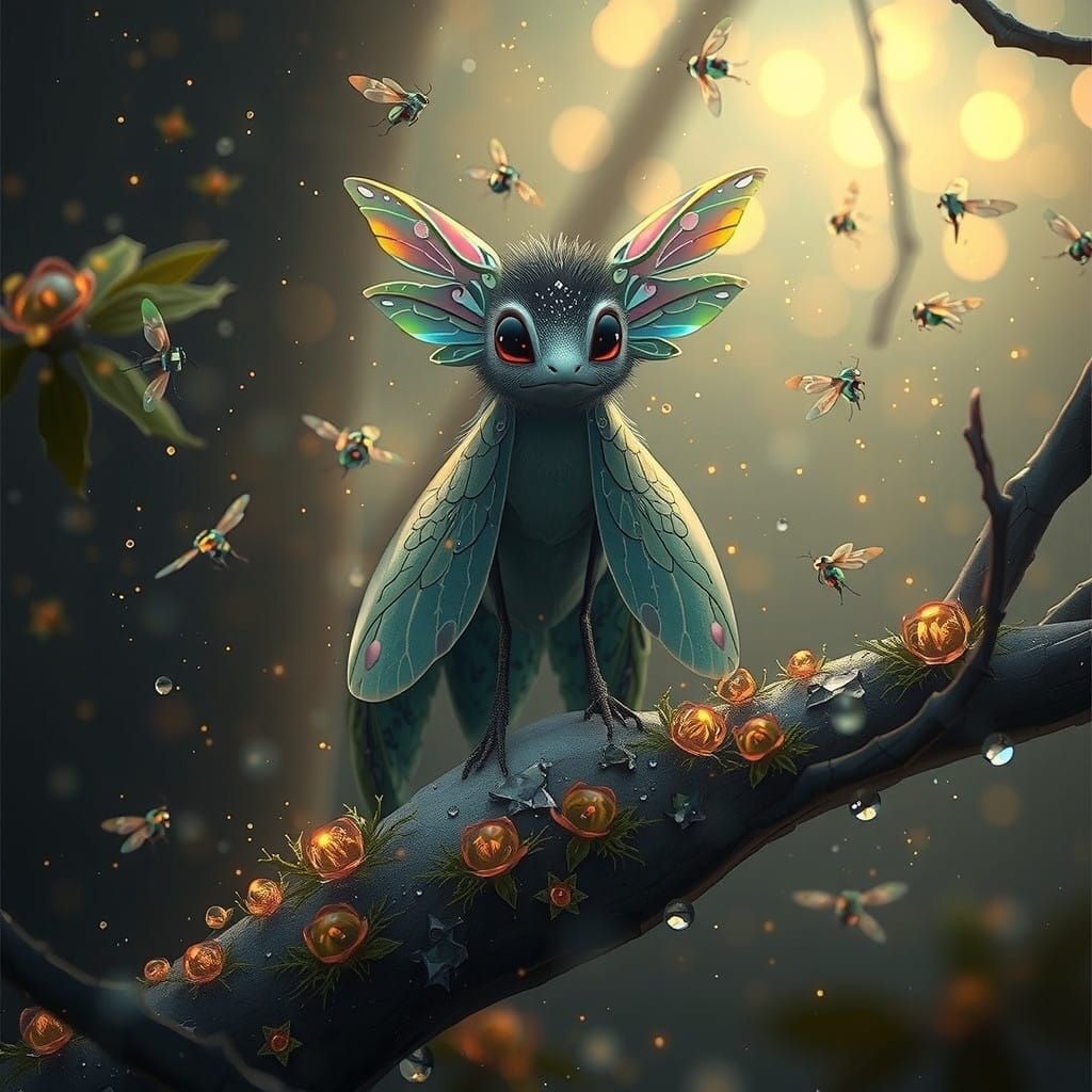 Surreal Snowglobe Scene in Vibrant Digital Anime Style